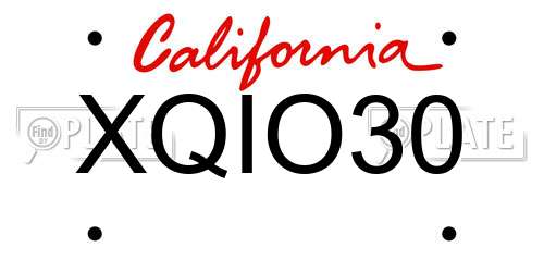 XQIO30 California License Plate