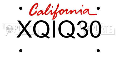 XQIQ30 California License Plate