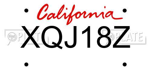 XQJ18Z California License Plate