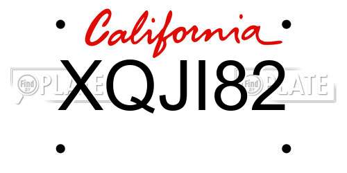 XQJI82 California License Plate