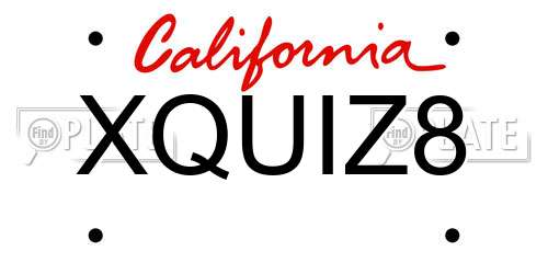 XQUIZ8 California License Plate