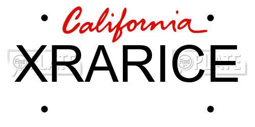 XRARICE California License Plate