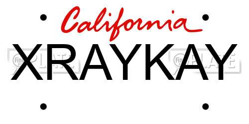 XRAYKAY California License Plate