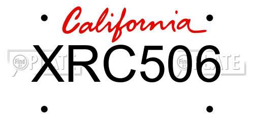 XRC506 California License Plate