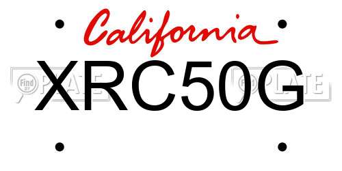 XRC50G California License Plate