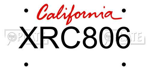 XRC806 California License Plate