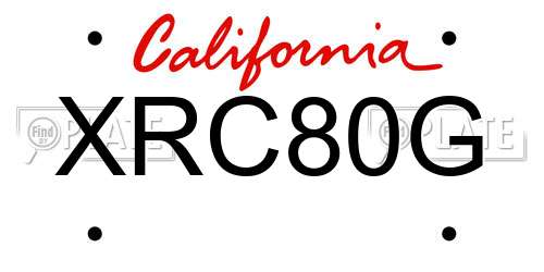 XRC80G California License Plate
