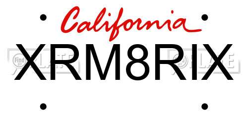 XRM8RIX California License Plate