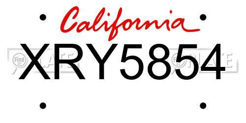 XRY5854 California License Plate