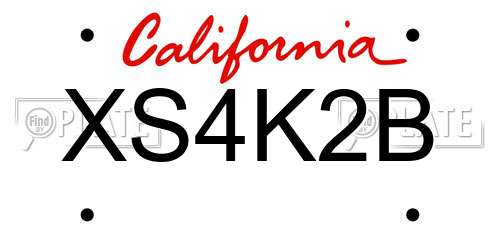 XS4K2B California License Plate