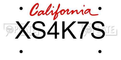 XS4K7S California License Plate