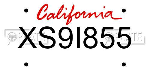 XS9I855 California License Plate