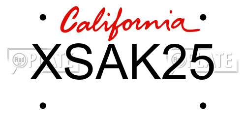 XSAK25 California License Plate