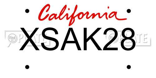 XSAK28 California License Plate