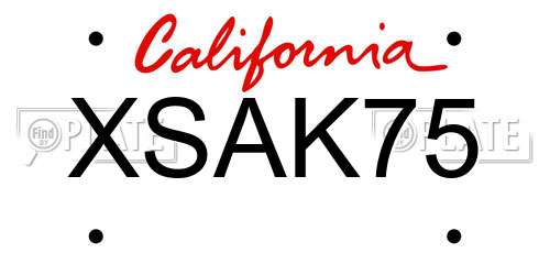XSAK75 California License Plate