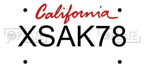 XSAK78 California License Plate