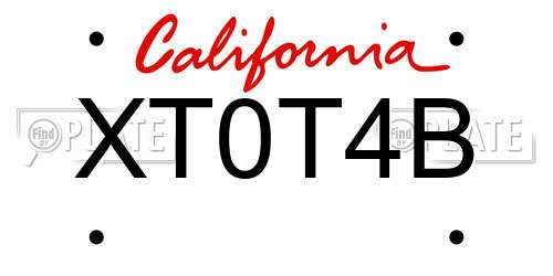 XT0T4B California License Plate