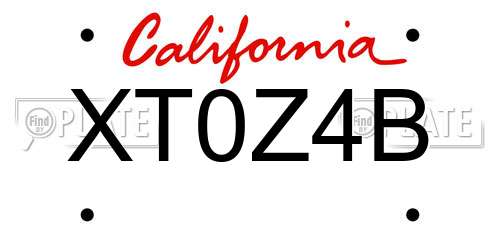 XT0Z4B California License Plate