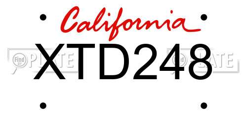 XTD248 California License Plate