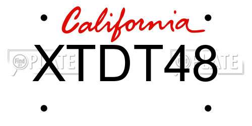 XTDT48 California License Plate