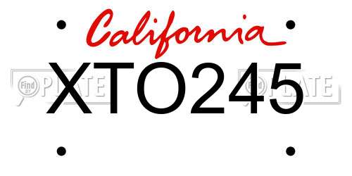 XTO245 California License Plate