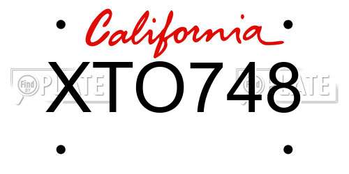 XTO748 California License Plate