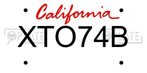 XTO74B California License Plate