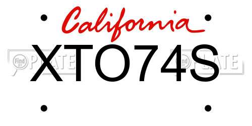 XTO74S California License Plate