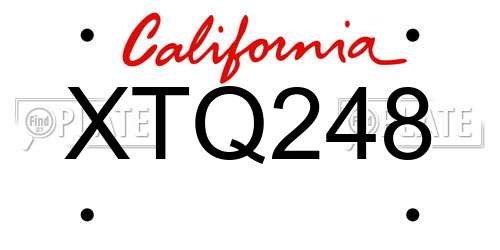 XTQ248 California License Plate