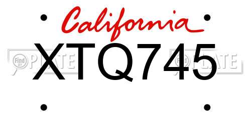XTQ745 California License Plate