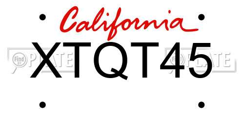 XTQT45 California License Plate