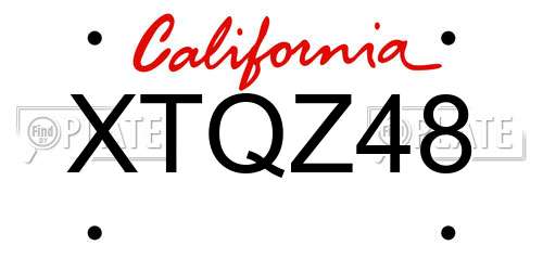 XTQZ48 California License Plate