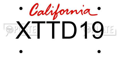 XTTD19 California License Plate