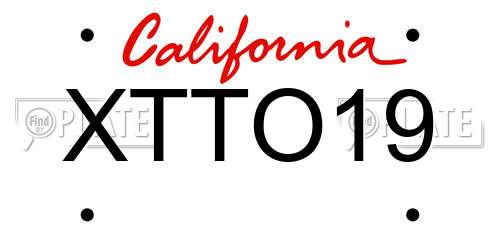 XTTO19 California License Plate