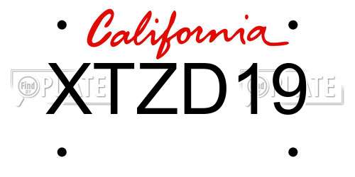 XTZD19 California License Plate