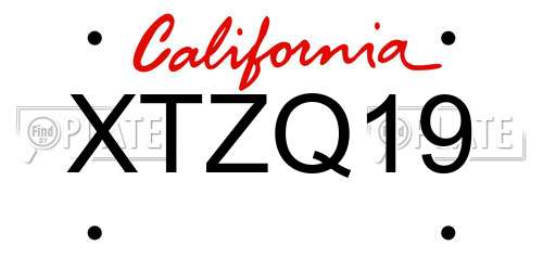 XTZQ19 California License Plate