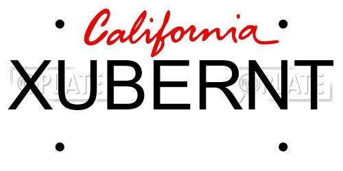 XUBERNT California License Plate