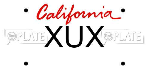 XUX California License Plate