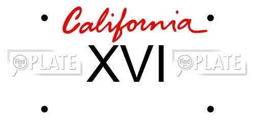 XVI California License Plate