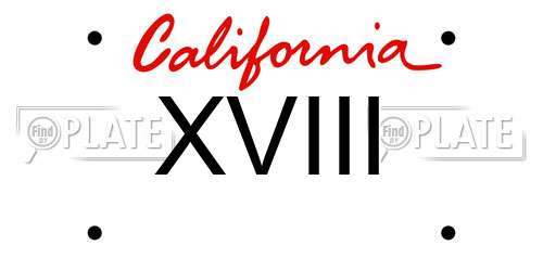 XVIII California License Plate