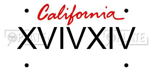 XVIVXIV California License Plate