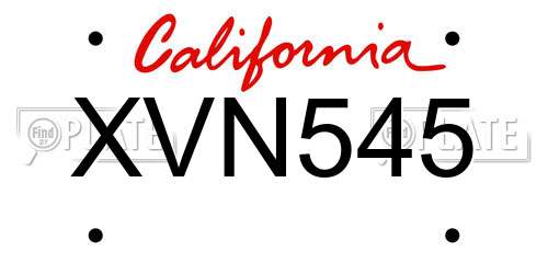 XVN545 California License Plate