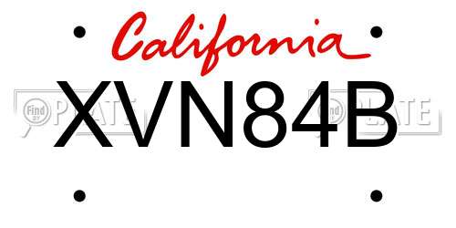 XVN84B California License Plate