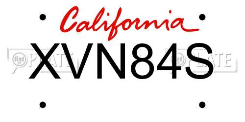 XVN84S California License Plate