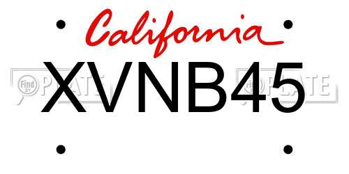 XVNB45 California License Plate