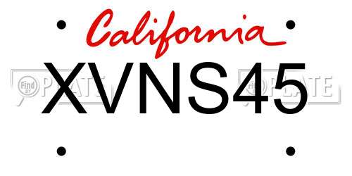 XVNS45 California License Plate