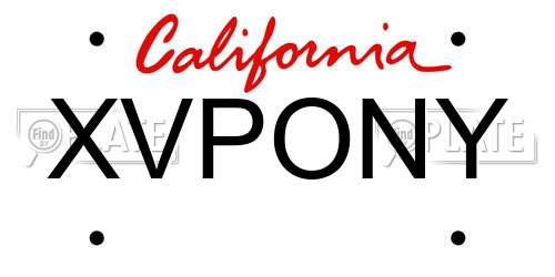 XVPONY California License Plate
