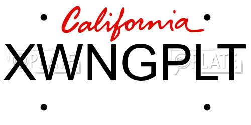 XWNGPLT California License Plate