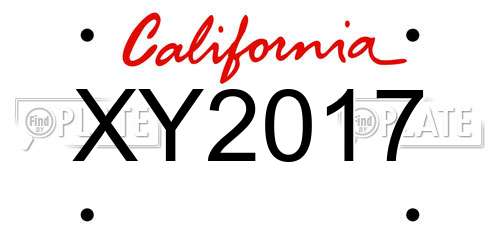 XY2017 California License Plate