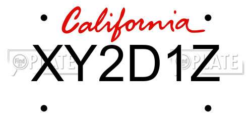 XY2D1Z California License Plate